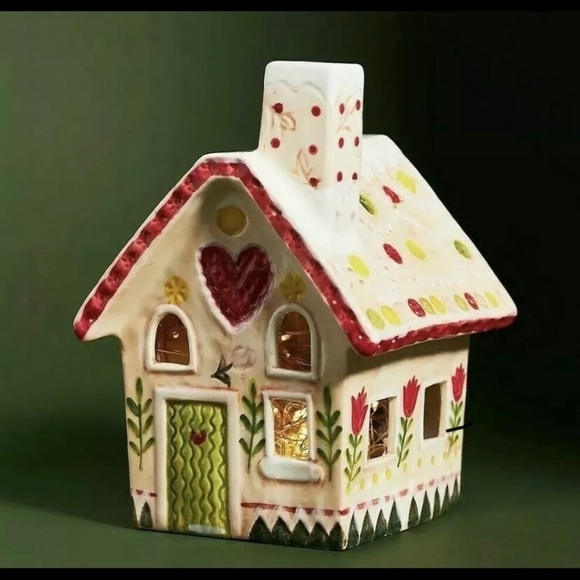 🆕 Anthropologie Nathalie Lete Holiday Village Peach Christmas House - Picture 1 of 2